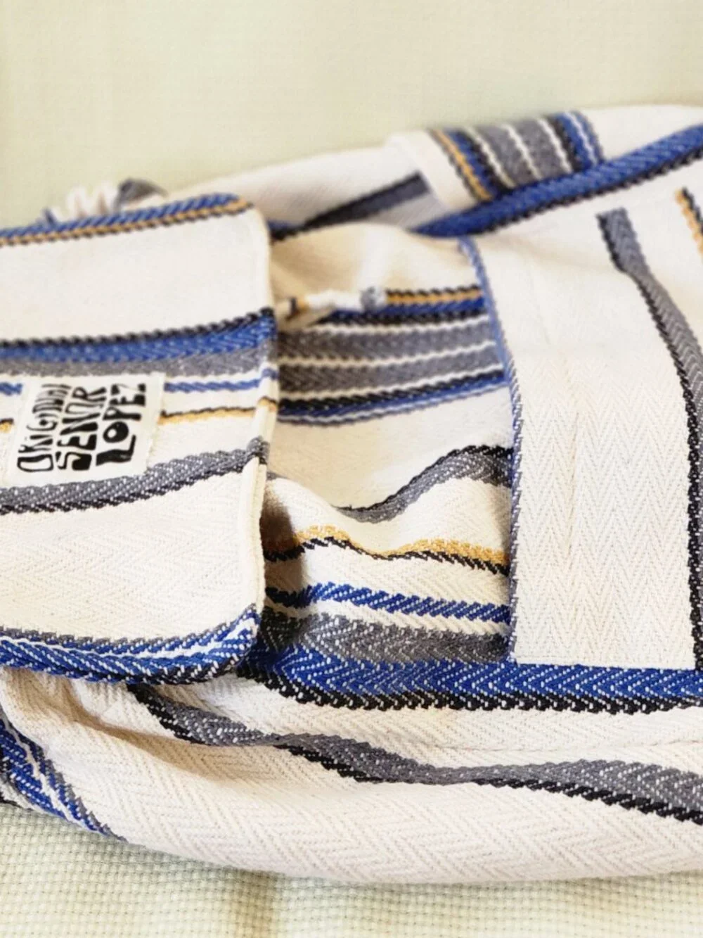 Original Senor Lopez Baja Backpack Striped Mexican Hippie Boho Beach Bag Recycle - Picture 3 of 14